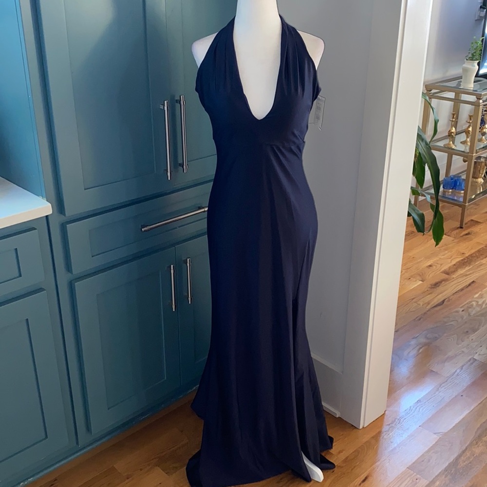 NWOT Jump Deep V Neck Halter Bodycon Dress with Side Slit